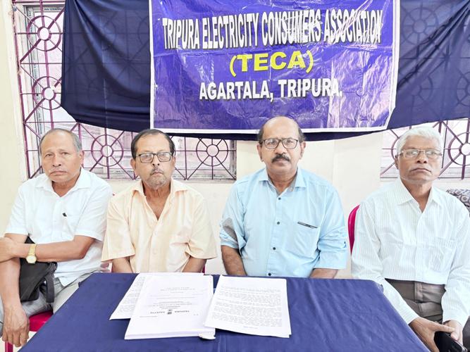TECA leaders addressed press conference at Agartala on November 21.